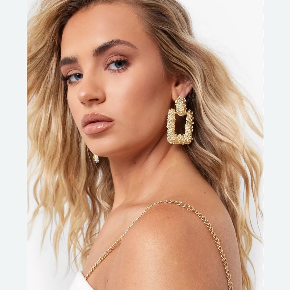 Boohoo Gold Statement Earrings